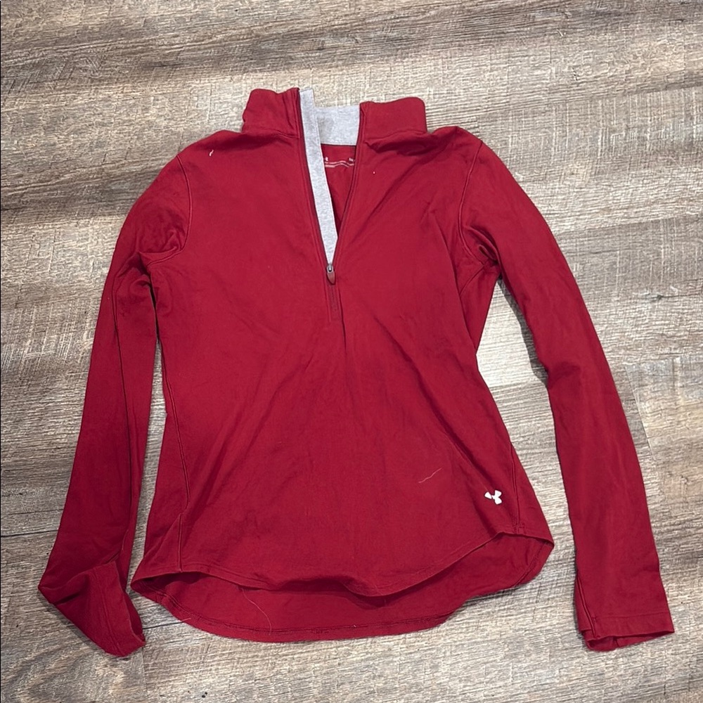Under Armour Red Fitted Long Sleeve Polo Top